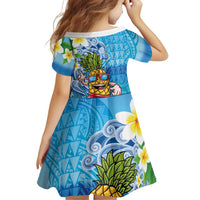 Hawaiian Funny Pineapple Surfing Family Matching Long Sleeve Bodycon Dress and Hawaiian Shirt Beach with Tribal Kakau and Plumeria LT03 - Polynesian Pride