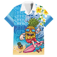 Hawaiian Funny Pineapple Surfing Hawaiian Shirt Beach with Tribal Kakau and Plumeria