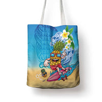 Hawaiian Funny Pineapple Surfing Tote Bag Beach with Tribal Kakau and Plumeria