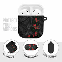 Hawaiian Taro Leaves and Ohia Lehua AirPods Case Polynesian Tribal Art Tropical Plants Motifs Grayscale LT03 - Polynesian Pride
