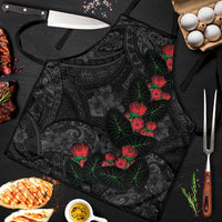 Hawaiian Taro Leaves and Ohia Lehua Apron Polynesian Tribal Art Tropical Plants Motifs Grayscale