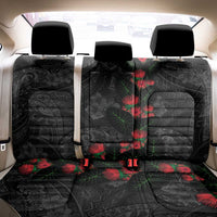 Hawaiian Taro Leaves and Ohia Lehua Back Car Seat Cover Polynesian Tribal Art Tropical Plants Motifs Grayscale LT03 - Polynesian Pride