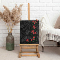 Hawaiian Taro Leaves and Ohia Lehua Canvas Wall Art Polynesian Tribal Art Tropical Plants Motifs Grayscale LT03 - Polynesian Pride