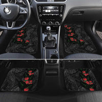 Hawaiian Taro Leaves and Ohia Lehua Car Mats Polynesian Tribal Art Tropical Plants Motifs Grayscale LT03 Set 4pcs Multicolor - Polynesian Pride