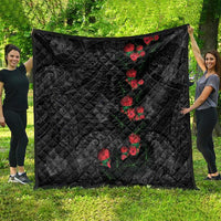 Hawaiian Taro Leaves and Ohia Lehua Quilt Polynesian Tribal Art Tropical Plants Motifs Grayscale LT03 - Polynesian Pride