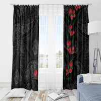 Hawaiian Taro Leaves and Ohia Lehua Window Curtain Polynesian Tribal Art Tropical Plants Motifs Grayscale LT03 - Polynesian Pride