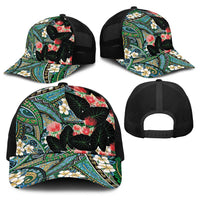 Hawaiian Taro Leaves and Ohia Lehua Baseball Net Cap Polynesian Tribal Art Tropical Plants Motifs Colorful LT03 - Polynesian Pride