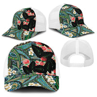 Hawaiian Taro Leaves and Ohia Lehua Baseball Net Cap Polynesian Tribal Art Tropical Plants Motifs Colorful LT03 - Polynesian Pride
