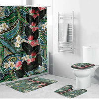 Hawaiian Taro Leaves and Ohia Lehua Bathroom Set Polynesian Tribal Art Tropical Plants Motifs Colorful LT03 Bathroom Set (4 pcs) Multicolor - Polynesian Pride