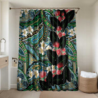 Hawaiian Taro Leaves and Ohia Lehua Bathroom Set Polynesian Tribal Art Tropical Plants Motifs Colorful LT03 Shower Curtain Only Multicolor - Polynesian Pride