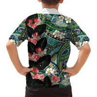 Hawaiian Taro Leaves and Ohia Lehua Family Matching Off Shoulder Short Dress and Hawaiian Shirt Polynesian Tribal Art Tropical Plants Motifs Colorful LT03 - Polynesian Pride