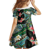 Hawaiian Taro Leaves and Ohia Lehua Family Matching Off Shoulder Short Dress and Hawaiian Shirt Polynesian Tribal Art Tropical Plants Motifs Colorful LT03 - Polynesian Pride