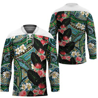 Hawaiian Taro Leaves and Ohia Lehua Hockey Jersey Polynesian Tribal Art Tropical Plants Motifs Colorful LT03 - Polynesian Pride
