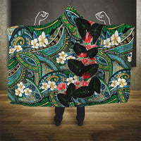 Hawaiian Taro Leaves and Ohia Lehua Hooded Blanket Polynesian Tribal Art Tropical Plants Motifs Colorful LT03 - Polynesian Pride