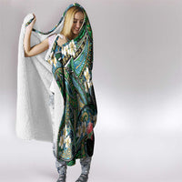 Hawaiian Taro Leaves and Ohia Lehua Hooded Blanket Polynesian Tribal Art Tropical Plants Motifs Colorful LT03 - Polynesian Pride