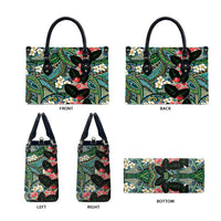 Hawaiian Taro Leaves and Ohia Lehua Leather Bag Polynesian Tribal Art Tropical Plants Motifs Colorful LT03 - Polynesian Pride