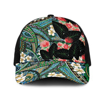 Hawaiian Taro Leaves and Ohia Lehua Mesh Trucker Cap Polynesian Tribal Art Tropical Plants Motifs Colorful LT03 One Size Black Multicolor - Polynesian Pride