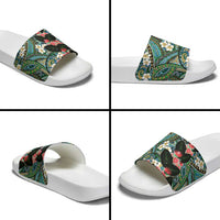 Hawaiian Taro Leaves and Ohia Lehua Slide Sandals Polynesian Tribal Art Tropical Plants Motifs Colorful LT03 - Polynesian Pride