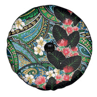 Hawaiian Taro Leaves and Ohia Lehua Spare Tire Cover Polynesian Tribal Art Tropical Plants Motifs Colorful LT03 - Polynesian Pride