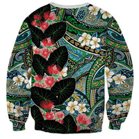 Hawaiian Taro Leaves and Ohia Lehua Sweatshirt Polynesian Tribal Art Tropical Plants Motifs Colorful LT03 - Polynesian Pride