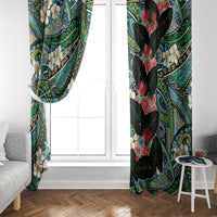 Hawaiian Taro Leaves and Ohia Lehua Window Curtain Polynesian Tribal Art Tropical Plants Motifs Colorful LT03 - Polynesian Pride