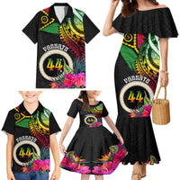 Personalised Vanuatu 44th Anniversary Family Matching Mermaid Dress and Hawaiian Shirt Boars Tusk Tugeta Yumi Selebretem Indipendens Dei LT03 - Polynesian Pride
