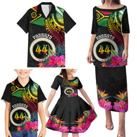 Personalised Vanuatu 44th Anniversary Family Matching Puletasi and Hawaiian Shirt Boars Tusk Tugeta Yumi Selebretem Indipendens Dei LT03 - Polynesian Pride