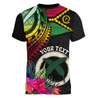 Vanuatu 44th Anniversary Women V-Neck T-Shirt Boars Tusk Tugeta Yumi Selebretem Indipendens Dei
