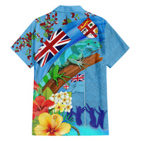 Fiji Day Family Matching Off Shoulder Short Dress and Hawaiian Shirt Tagimoucia Flower and Melanesia Pattern LT03 - Polynesian Pride