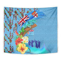 Fiji Day Tapestry Tagimoucia Flower and Melanesia Pattern