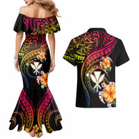 Polynesia Hawaii Turtle Day Couples Matching Mermaid Dress and Hawaiian Shirt Hibiscus and Kanaka Maoli LT03 - Polynesian Pride