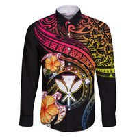 Polynesia Hawaii Turtle Day Family Matching Long Sleeve Bodycon Dress and Hawaiian Shirt Hibiscus and Kanaka Maoli