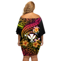Polynesia Hawaii Turtle Day Off Shoulder Short Dress Hibiscus and Kanaka Maoli LT03 - Polynesian Pride