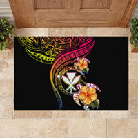 Polynesia Hawaii Turtle Day Rubber Doormat Hibiscus and Kanaka Maoli