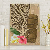Hawaii Kanaloa Tiki Canvas Wall Art Polynesian Tattoo and Tapa Pattern