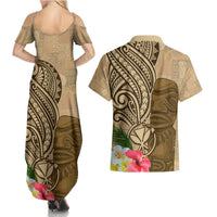 Hawaii Kanaloa Tiki Couples Matching Summer Maxi Dress and Hawaiian Shirt Polynesian Tattoo and Tapa Pattern LT03 - Polynesian Pride