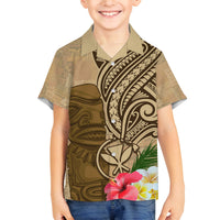 Hawaii Kanaloa Tiki Family Matching Off Shoulder Maxi Dress and Hawaiian Shirt Polynesian Tattoo and Tapa Pattern