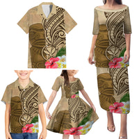 Hawaii Kanaloa Tiki Family Matching Puletasi and Hawaiian Shirt Polynesian Tattoo and Tapa Pattern LT03 - Polynesian Pride