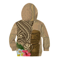 Hawaii Kanaloa Tiki Kid Hoodie Polynesian Tattoo and Tapa Pattern