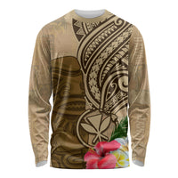 Hawaii Kanaloa Tiki Long Sleeve Shirt Polynesian Tattoo and Tapa Pattern