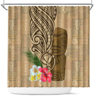 Hawaii Kanaloa Tiki Shower Curtain Polynesian Tattoo and Tapa Pattern