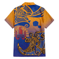 Hawaiki Nui Va'a Solo French Polynesia Family Matching Puletasi and Hawaiian Shirt Sunset Color LT03 - Polynesian Pride