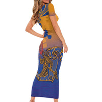Hawaiki Nui Va'a Solo French Polynesia Family Matching Short Sleeve Bodycon Dress and Hawaiian Shirt Sunset Color LT03 - Polynesian Pride