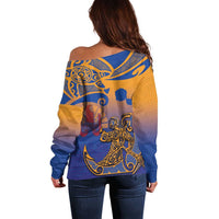 Hawaiki Nui Va'a Solo French Polynesia Off Shoulder Sweater Sunset Color