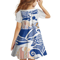 Hawaiki Nui Va'a Solo French Polynesia Family Matching Long Sleeve Bodycon Dress and Hawaiian Shirt Blue Color LT03 - Polynesian Pride