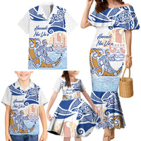 Hawaiki Nui Va'a Solo French Polynesia Family Matching Mermaid Dress and Hawaiian Shirt Blue Color LT03 - Polynesian Pride