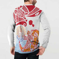 Hawaiki Nui Va'a Solo French Polynesia Button Sweatshirt Red Color