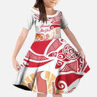 Hawaiki Nui Va'a Solo French Polynesia Family Matching Mermaid Dress and Hawaiian Shirt Red Color LT03 Daughter's Dress Red - Polynesian Pride