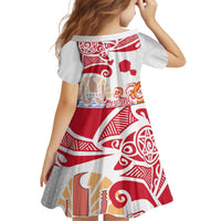 Hawaiki Nui Va'a Solo French Polynesia Family Matching Off Shoulder Short Dress and Hawaiian Shirt Red Color