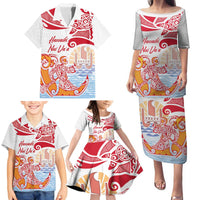 Hawaiki Nui Va'a Solo French Polynesia Family Matching Puletasi and Hawaiian Shirt Red Color LT03 - Polynesian Pride